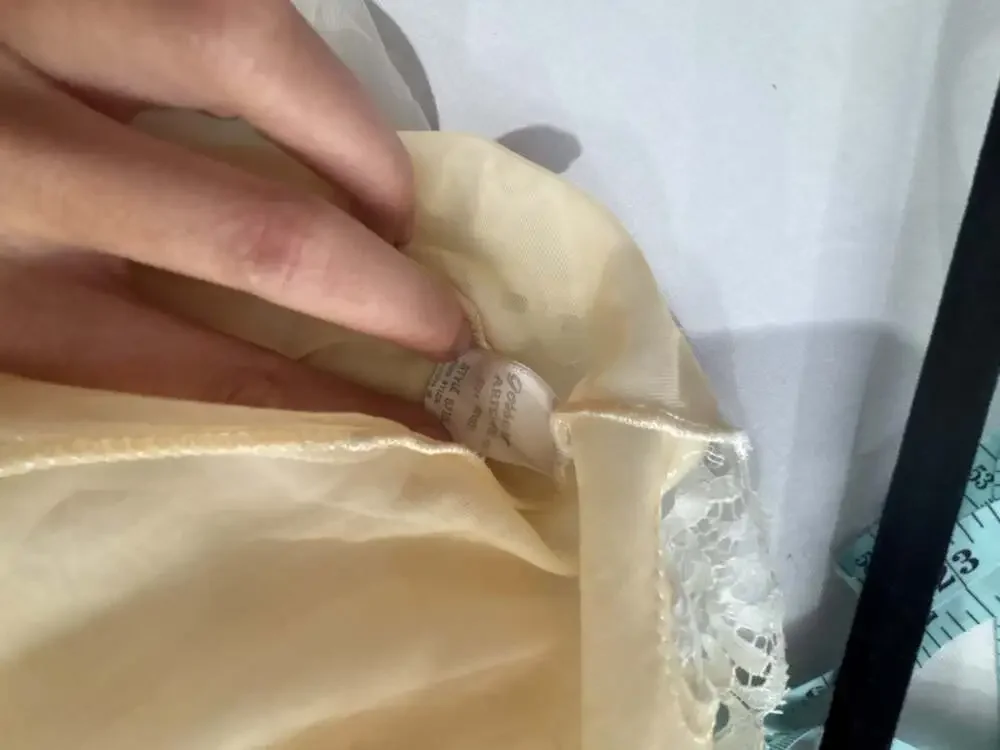 Vintage White Sheer Lace Trim Babydoll Slip Dress